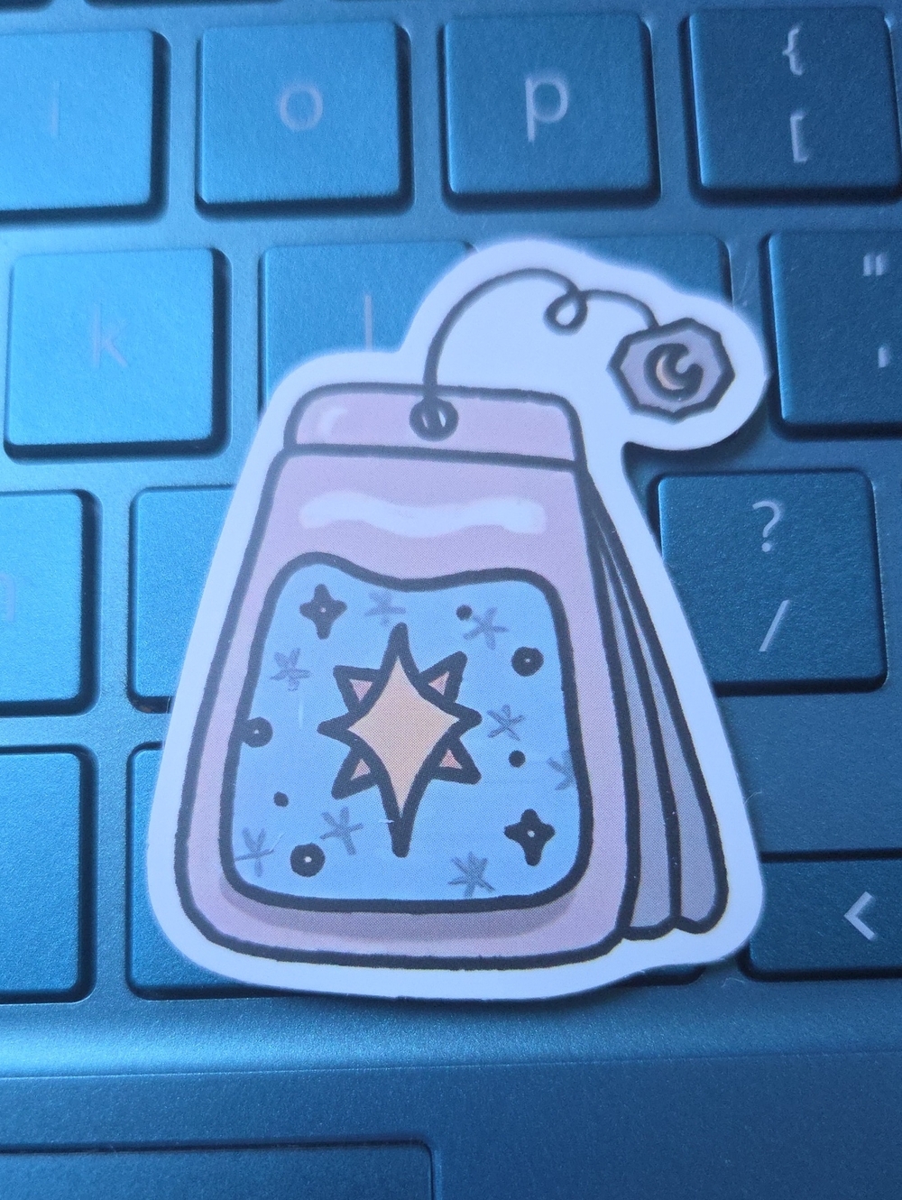Decorative Pastel Tea Bag Sticker - Lavender & Blue